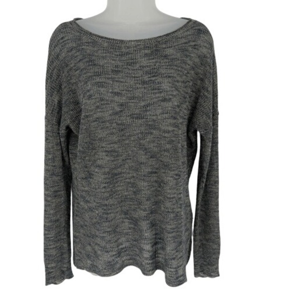 Feel The Piece Terre Jacobs Open Knit Sweater Linen Blend Gray One Size